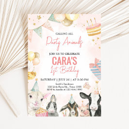 Boerderij Partij Dieren Verjaardagsfeest Kaart