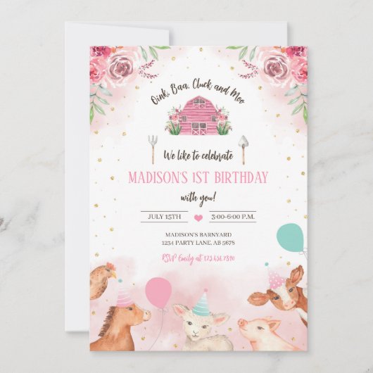 Boerderij Party Animals Kaart (Voorkant)