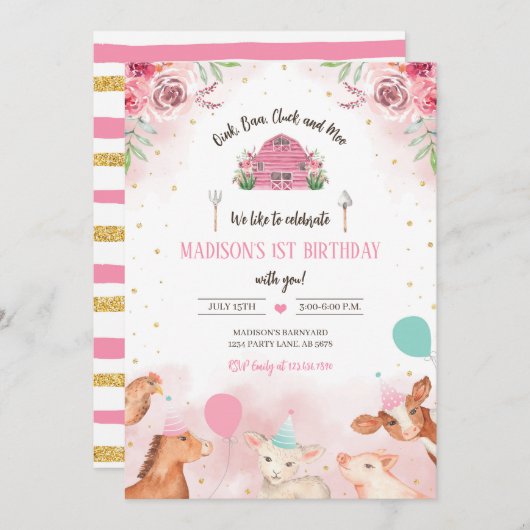 Boerderij Party Animals Kaart (Voorkant / Achterkant)