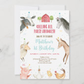 Boerderij Party Dier Verjaardag Kaart (Voorkant)