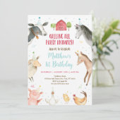 Boerderij Party Dier Verjaardag Kaart (Staand voorkant)