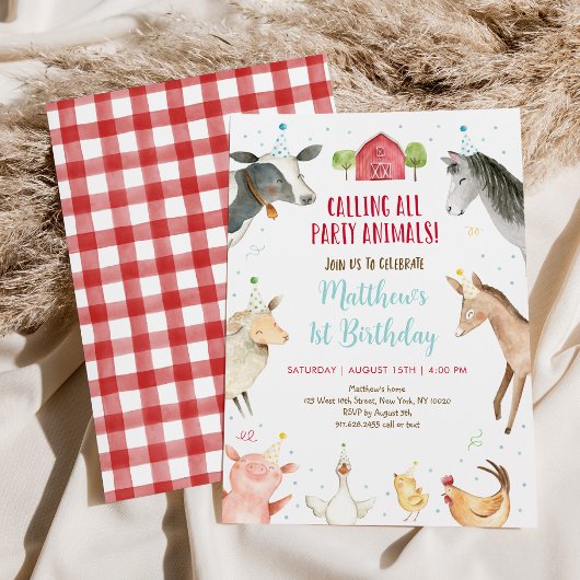 Boerderij Party Dier Verjaardag Kaart