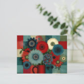 Boerderij Patchwork Blauwe Bes Boeket Briefkaart (Staand voorkant)