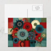 Boerderij Patchwork Blauwe Bes Boeket Briefkaart (Voorkant / Achterkant)