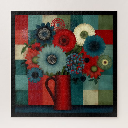 Boerderij Patchwork Blauwe Bes Boeket Legpuzzel (Verticaal)