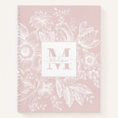 Boerderij Peony Monogram Marine Frans Licht Roze Notitieboek (Voorkant)