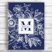 Boerderij Peony Monogram Navy  Frans Blauw Notitieboek