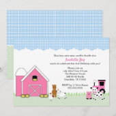 Boerderij Petting Zoo Girl Birthday Party nodigt u Kaart (Voorkant / Achterkant)