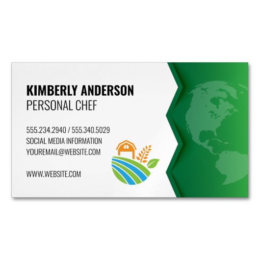 Boerderij pictogram | Groene Aarde Magnetisch Visitekaartje (Voorkant)