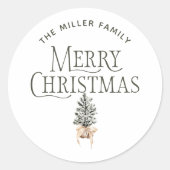 Boerderij Pine kerstboom geschenken Ronde Sticker (Voorkant)