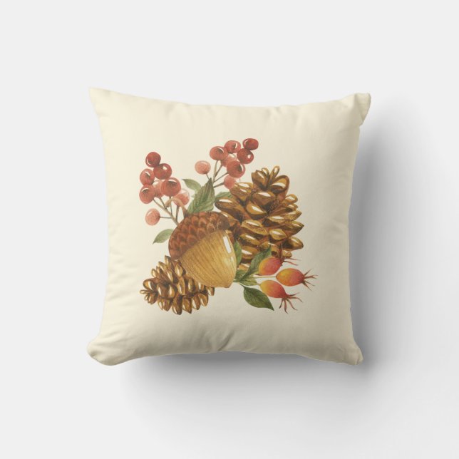 Boerderij Pinecones en eikel - Rustieke herfst Kussen (Voorkant)