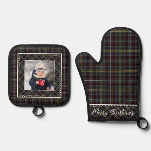 Boerderij Plaid Familiefoto Ovenwant & Pannenlap Set (Voorkant)