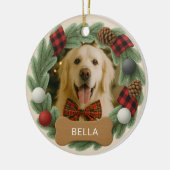 Boerderij Plaid Hondennaam Foto Vakantie Kerstmis Keramisch Ornament (Links)