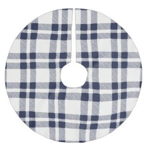 Boerderij plaid marineblauw en wit handgetekend la kerstboom rok