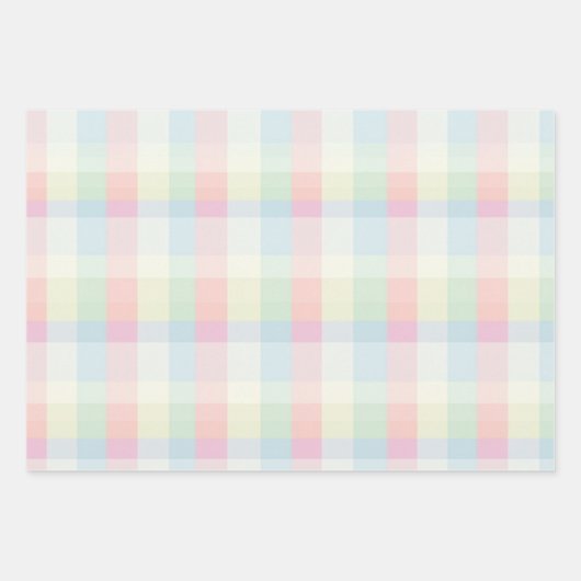 Boerderij Plaid Pastel Roze Geel Blauw Mix Inpakpapier Vel (Voorkant 3)