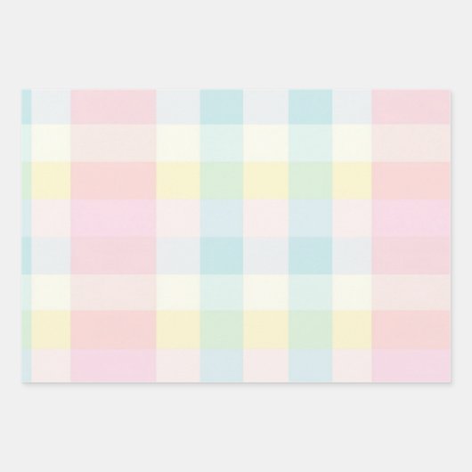 Boerderij Plaid Pastel Roze Geel Blauw Mix Inpakpapier Vel (Voorkant 2)