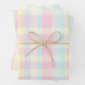 Boerderij Plaid Pastel Roze Geel Blauw Mix Inpakpapier Vel (In situ)