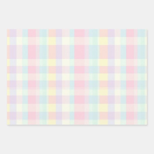 Boerderij Plaid Pastel Roze Geel Blauw Mix Inpakpapier Vel (Voorkant)
