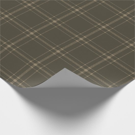 Boerderij  plaid patroon sepia bruin cadeaupapier (Hoek)