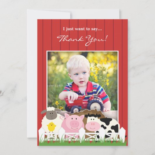 Boerderij platte uitnodiging met bedankfoto (Voorkant)