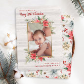 Boerderij Poinsettia Kerstmis vrolijke kleine foto Feestdagenkaart