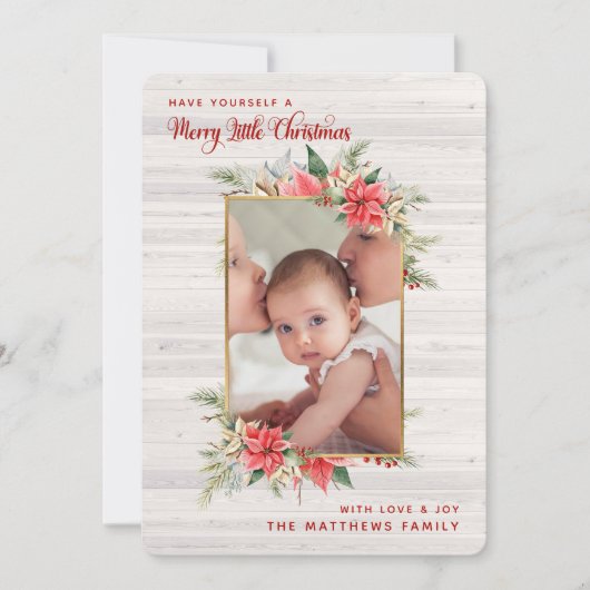 Boerderij Poinsettia Kerstmis vrolijke kleine foto Feestdagenkaart (Voorkant)