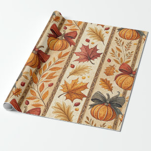 Boerderij Pompoen Boog Herfst Patroon Cadeaupapier