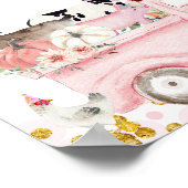 Boerderij Pompoen Roze Vrachtwagen Drive Door Tafe Poster (Hoek)