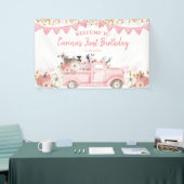 Boerderij Pompoen Roze Vrachtwagen Drive Door Verj Spandoek (Beurs)