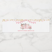 Boerderij Pompoen Roze Vrachtwagen Rijden Door Her Waterfles Etiket (Enkel label)