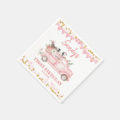 Boerderij pompoen roze vrachtwagen rijden door ver servet (Hoek)