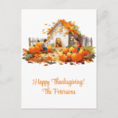 Boerderij Pompoenen Happy Thanksgiving Feestdagenkaart (Voorkant)