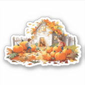 Boerderij Pompoenen Herfst Sticker (Voorkant)