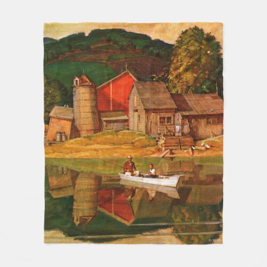 Boerderij Pond Landschap Mead Schaeffer Fleece Deken (Voorkant)
