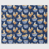  Boerderij Porselein Haan Patroon Cadeaupapier (Vlak)