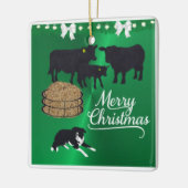 Boerderij Ranch Black Angus Rundvee en Hond Kerstm Keramisch Ornament (Links)