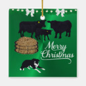 Boerderij Ranch Black Angus Rundvee en Hond Kerstm Keramisch Ornament (Achterkant)