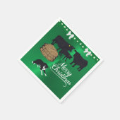 Boerderij Ranch Black Angus Rundvee en Hond Kerstm Servet (Hoek)