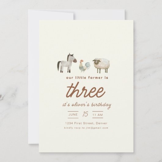 Boerderij Ranch Dieren Verjaardagsfeest Uitnodigen Kaart (Voorkant)