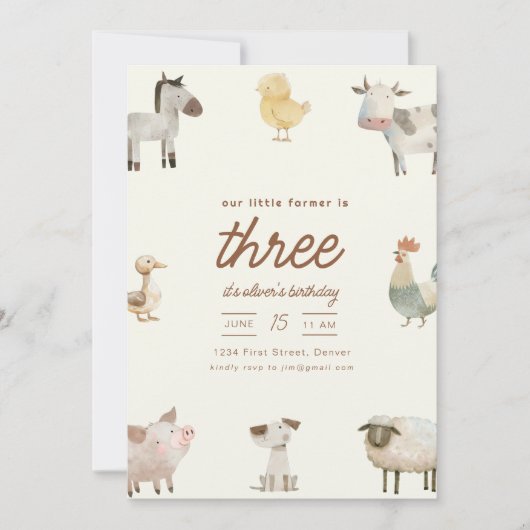 Boerderij Ranch Dieren Verjaardagsfeest Uitnodigen Kaart (Voorkant)