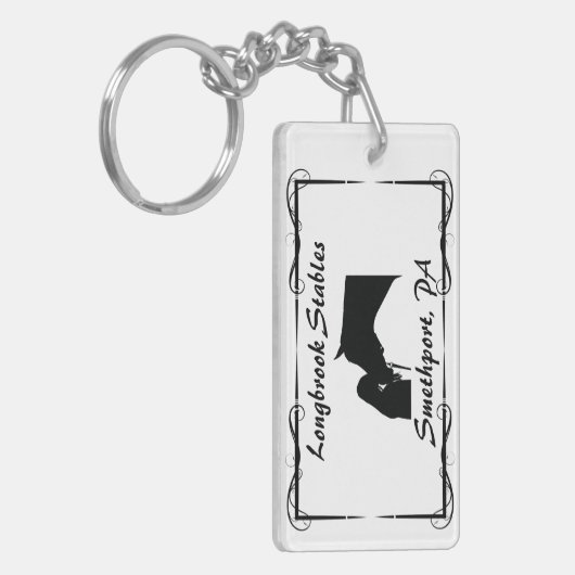 Boerderij Ranch of Stable Name Horse and Rider Sleutelhanger (Voorkant Links)