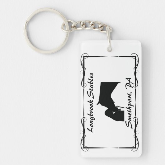 Boerderij Ranch of Stable Name Horse and Rider Sleutelhanger (Voorkant)