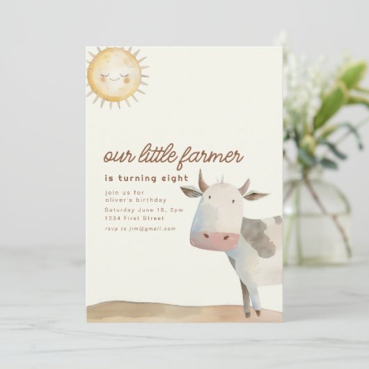 Boerderij Ranch Theme Verjaardagsuitnodiging met K Kaart (Staand voorkant)