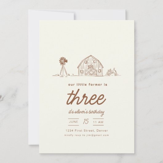 Boerderij Ranch Tractor Verjaardagsfeest Uitnodige Kaart (Voorkant)