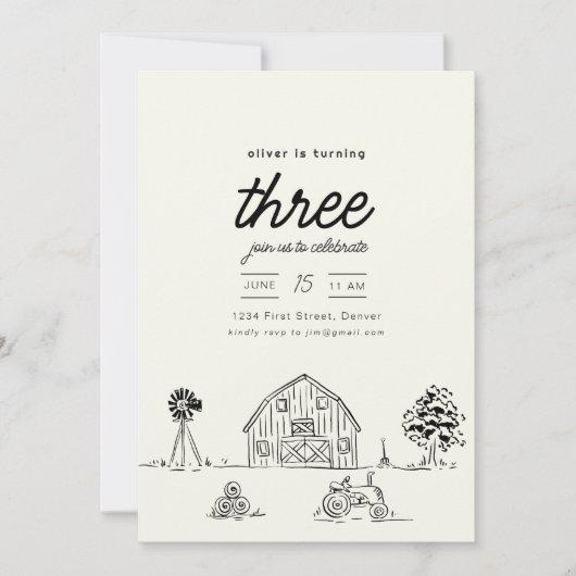 Boerderij Ranch Tractor Verjaardagsfeest Uitnodige Kaart (Voorkant)