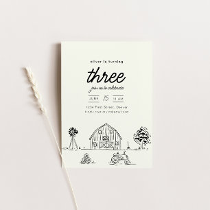 Boerderij Ranch Tractor Verjaardagsfeest Uitnodige Kaart