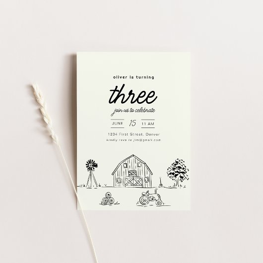 Boerderij Ranch Tractor Verjaardagsfeest Uitnodige Kaart