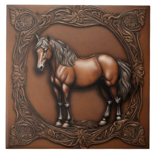 Boerderij Ranch Western Country Brown Horse Tegeltje