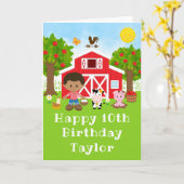 Boerderij Red Barn African American Boy Happy Birt Kaart (Gele Bloem)