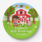 Boerderij Red Barn African American Girl Birthday  Papieren Bordje (Voorkant)